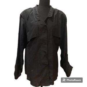 Diane Von Furstenberg Vtg 80s Plus size Utilitarian Button Down Blouse sz 42/22W